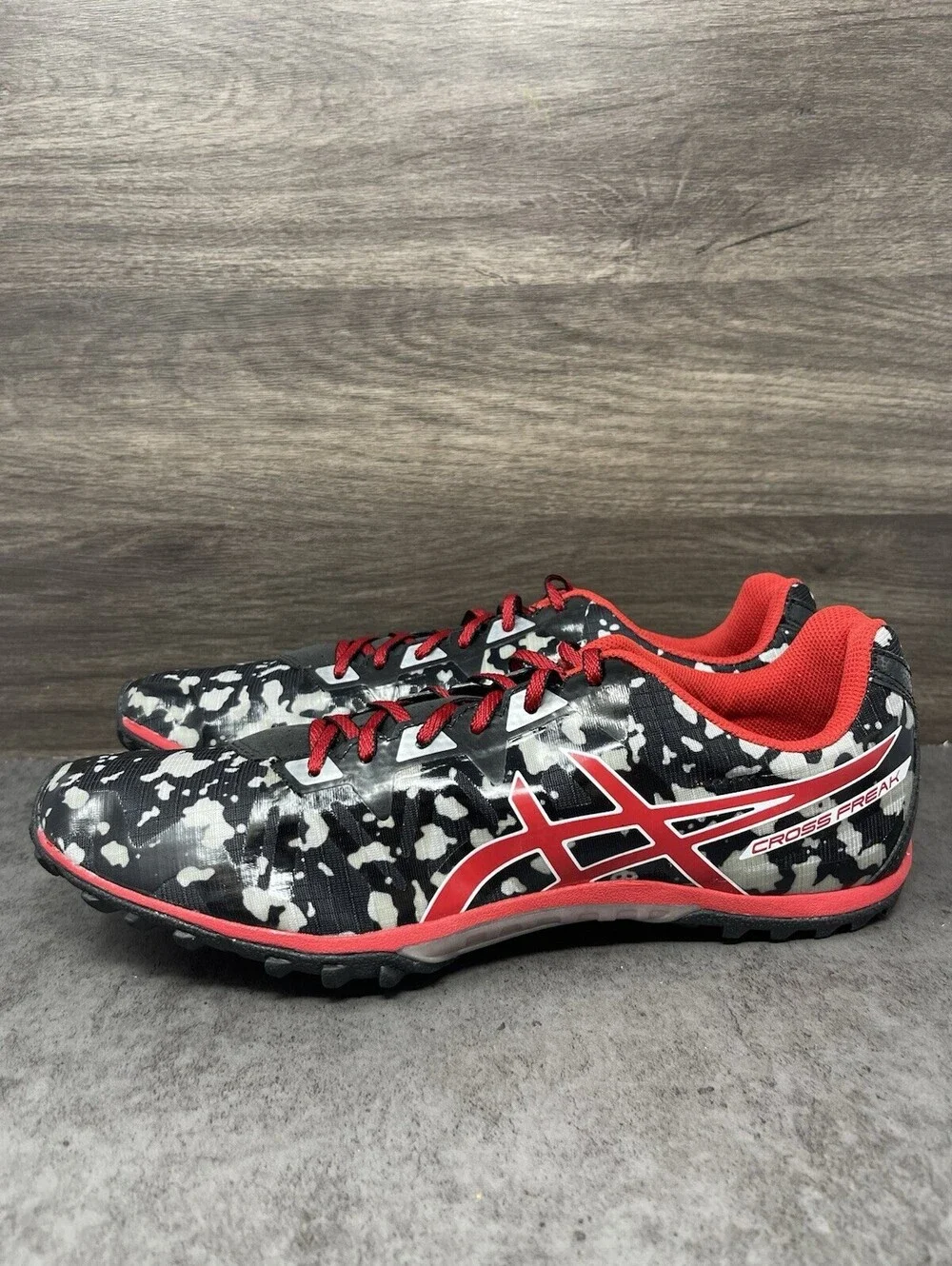 Asics Cross Freak 2 Cross Country Running Shoes Mens Size 12 Black Red Spikes